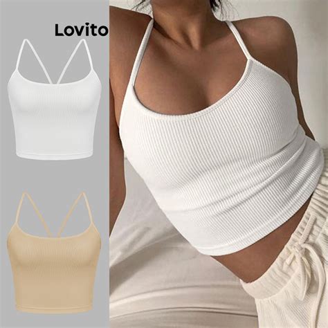 Lovito Women Casual Plain Basic Crop Tank Top L77ed058 Multi Color