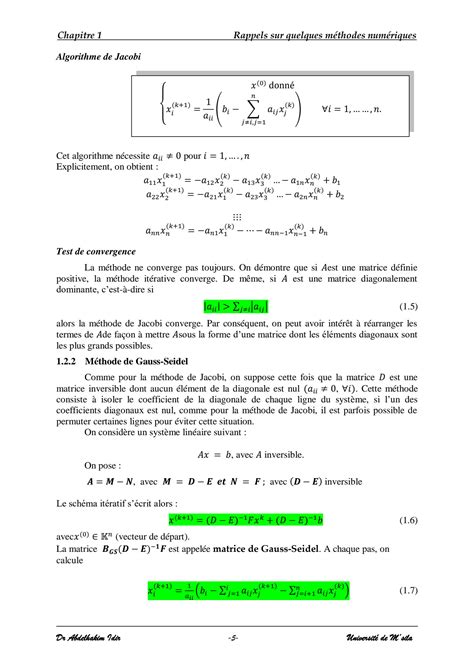 Solution Chapitre Rappels Sur Quelques M Thodes Num Riques Exercices