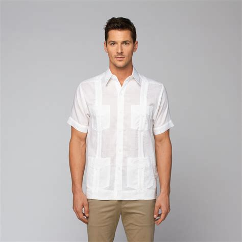 Linen Guayabera Ss Shirt White S Mojito Touch Of Modern