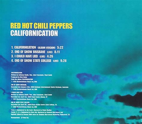 RED HOT CHILI PEPPERS CALIFORNICATION EP Album