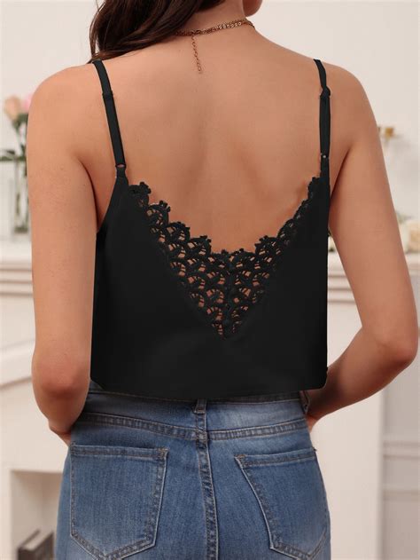 Shein Frenchy Guipure Lace Panel Cami Top Shein Usa