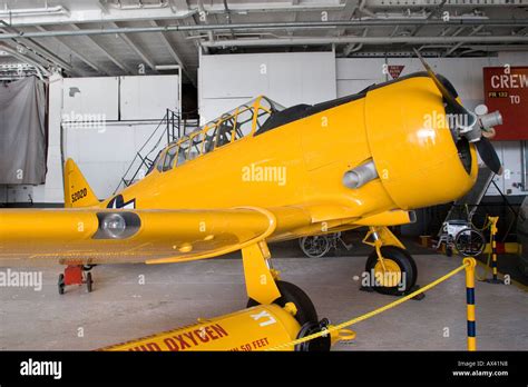 Yellow Plane Exhibit On US Navy Aircraft Carrier USS Lexington Now A