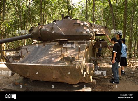 A tank of the Vietnam War. Cu Chi tunnels, Vietnam. American M-41 Tank ...