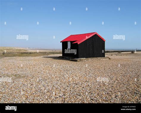 The Red Roofed Hut At Rye Harbour Sussex England Stock Photo Alamy