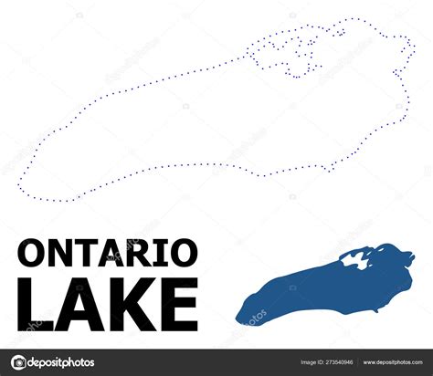 Vector Contour Dotted Map Of Ontario Lake With Name Stock Vector Image