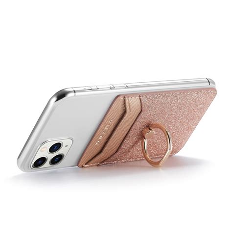 Muxma Mx Ring Stand Phone Card Holder Sand Texture Pu Leather Rfid