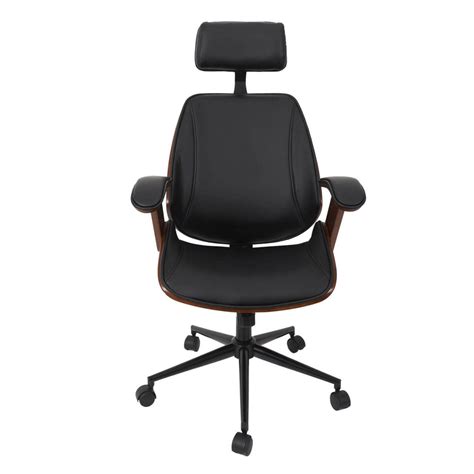 Ralph Fauteuil De Bureau Simili Cuir Noir Et Effet Noyer Leroy Merlin