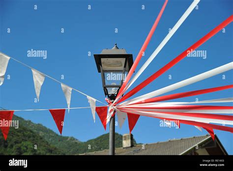 Flags In The Wind Stock Photo Alamy