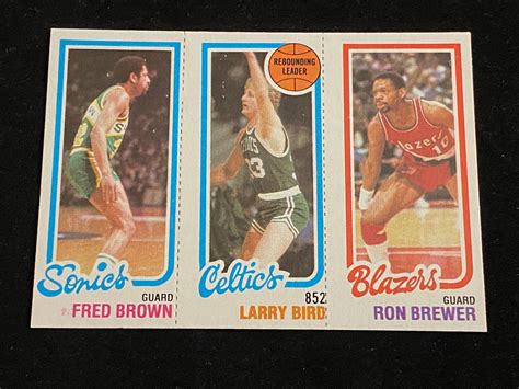 Lot NM MT 1980 81 Topps Larry Bird Rookie 31 Rebounding Leader