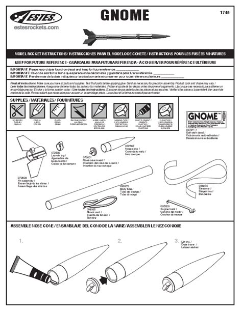 Estes Gnome Rocket Instructions Assembly Guide For Model 0886