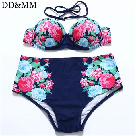 DD MM Sexy Bikini High Waist Swimsuit Women Flower Print Swimsuit