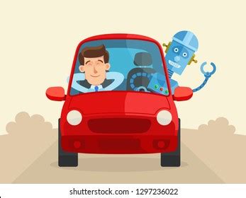 Robot Driving Car Male Passenger Sleeping Stock Vector (Royalty Free) 1297236022 | Shutterstock