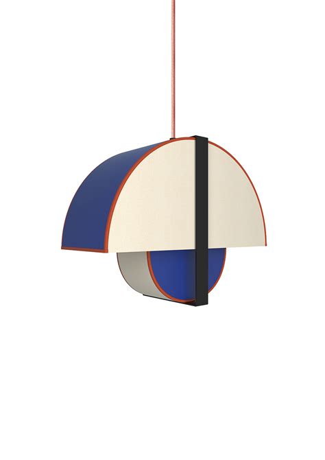 Suspension Arto Tissu Beige Nude Et Bleu Klein Moderne Made In France