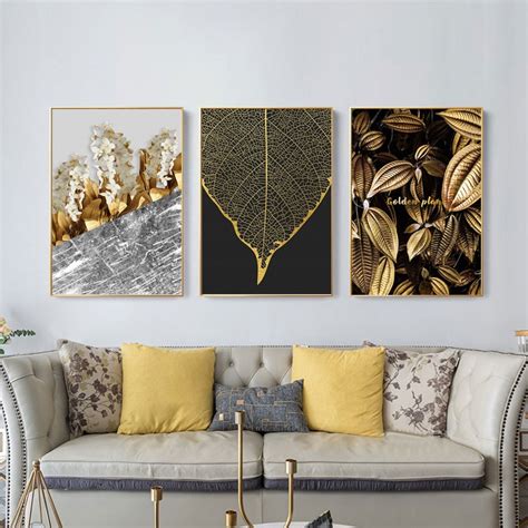 Quadro Decorativo Pe As X Abstrato Moderno Dourado Ouro Folhas