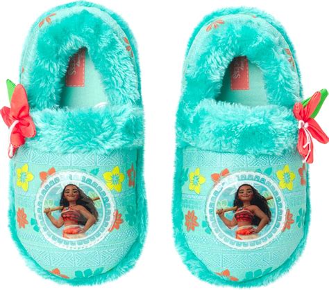 Amazon.com | Disney Girls' Moana Slippers - Princess Moana Plush Fuzzy ...