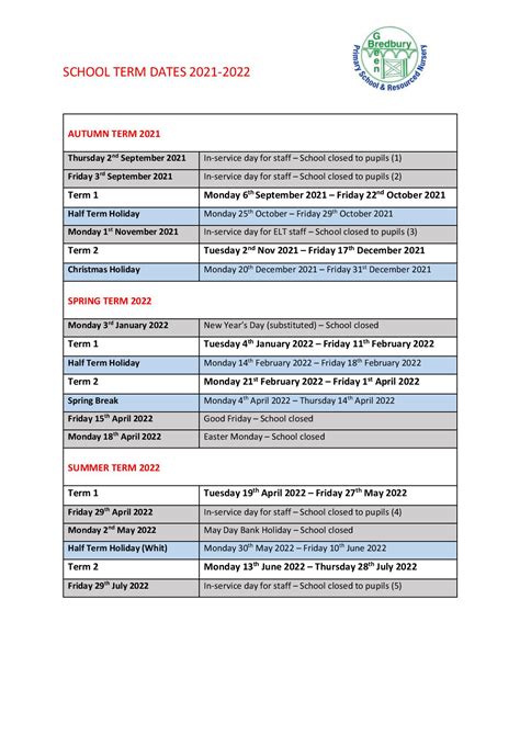 Term Dates 2020/21 | Bredbury Green Primary School