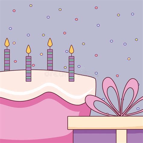 Torta De Cumplea Os Dulce Con Las Velas Ilustraci N Del Vector