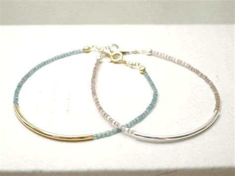 Items Similar To Beaded Tube Curve Bracelet Tube Bead Pink Or Blue