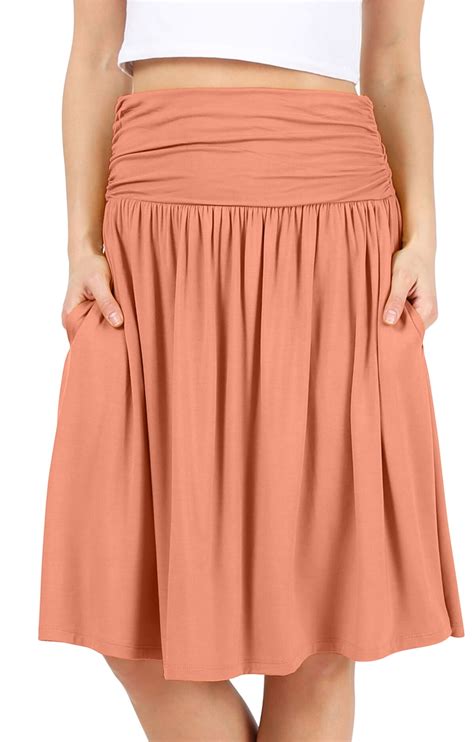 Simlu Womens Regular And Plus Size Skirt With Pockets Below The Knee