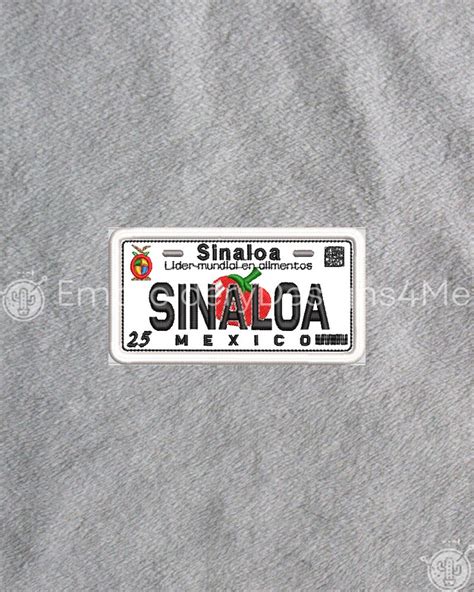 Sinaloa Car Mexican License Driving Plate Mexico Placa Embroidery