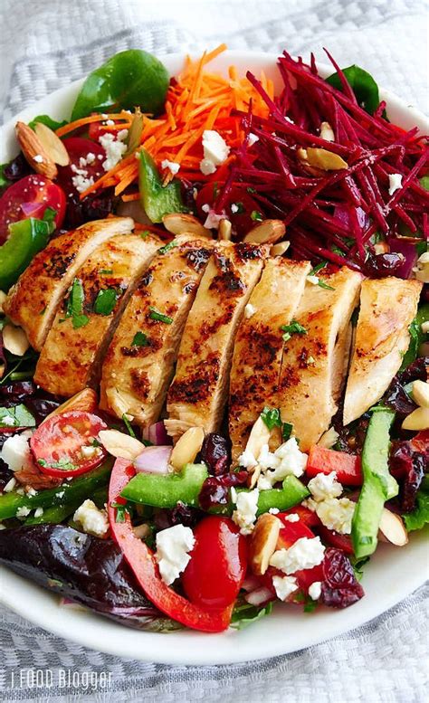 Grilled Chicken Salad Loaded With A Variety Of Healthy Greens And