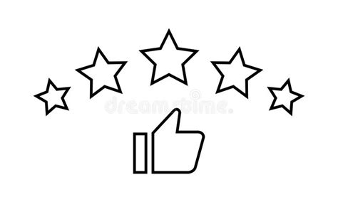 Customer Satisfaction Rating Icon in Line Style. Five Star with Thumb ...