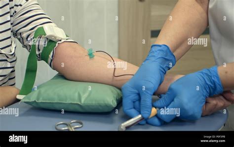 Female Donor Giving Blood Stock Photo Alamy