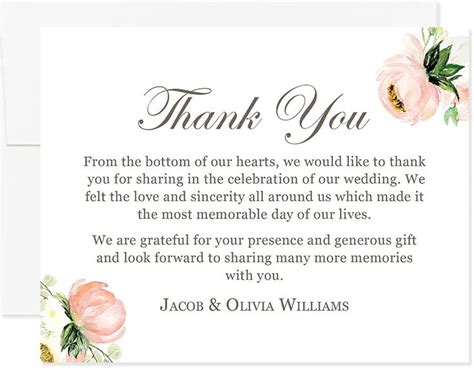 Personalized Wedding Thank You Cards With Pink Floral