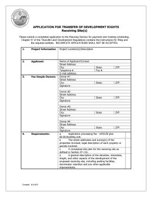 Fillable Online Transfer Of Development Rights Application The City