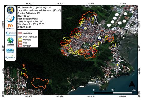 Brazil: Landslides polygons and risk areas in Topolândia mapped by IG ...