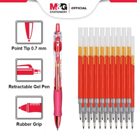 Jual M G Pulpen Gel Retractable Gel Pen Biru Red Dan Refill Isi