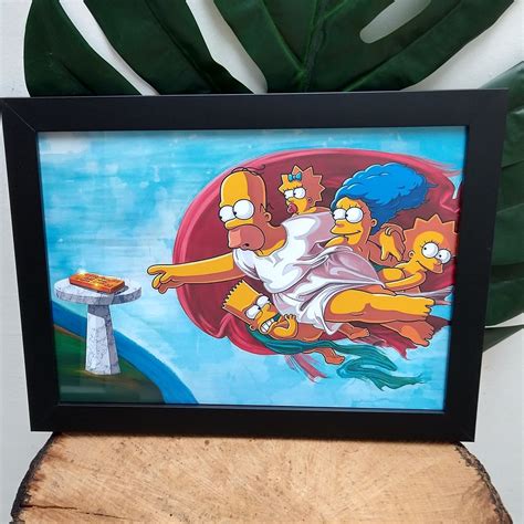 Quadro Decorativo Moldura E Vidro Os Simpsons Homer Marge Bart Lisa