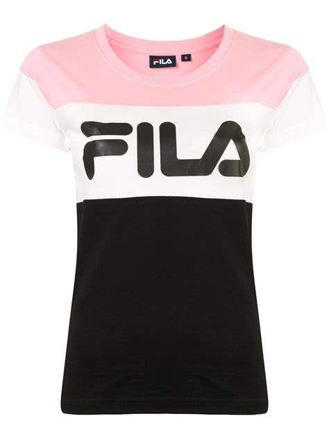 Fila Colour Block Logo T Shirt In Pink Modesens