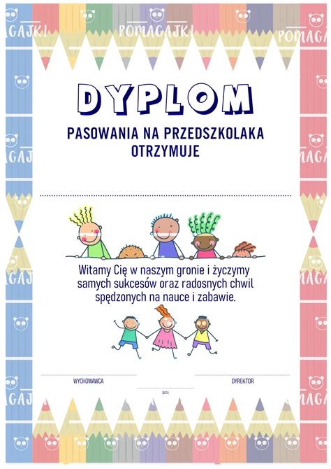 Dyplom Pasowanie Na Przedszkolaka Pomagajki