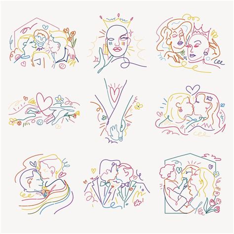 Gay Pride Stickers Lgbtq Line Premium Psd Rawpixel