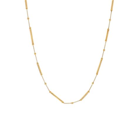 14K Yellow Gold 18 Inch Beads Bars Necklace Josephs Jewelers