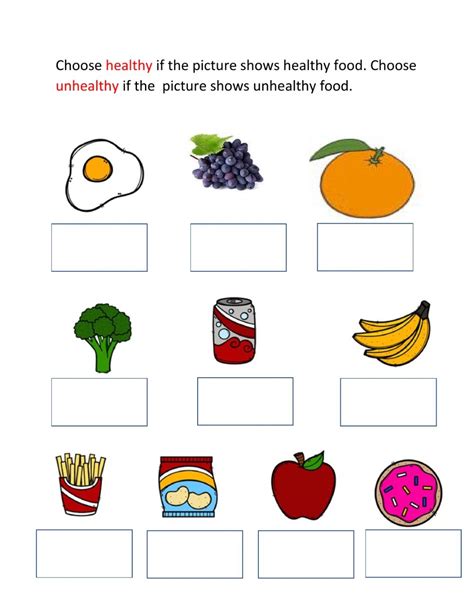 Printable Healthy And Unhealthy Food Worksheets Pdf Printable Worksheets