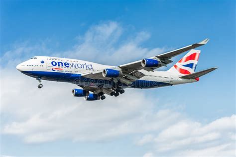 London England August 22 2016 G Civd British Airways Oneworld Livery Boeing 747 Landing In