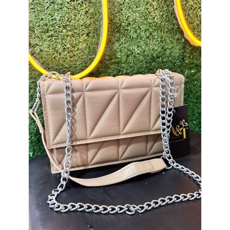Bolsa Nude Detalhes Prata Corrente Shopee Brasil