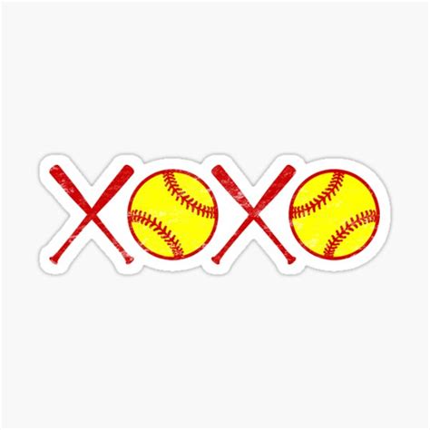 Xoxo Hugs And Kisses Love Fastpitch Softball Sticker Sticker For Sale