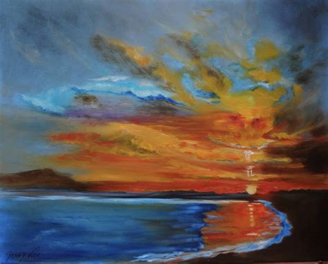 Hot Hawaiian Sunset Painting By Jenny Jonah Saatchi Art