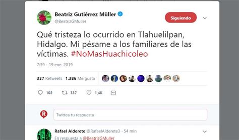 Beatriz Gutiérrez envía pésame a familiares de victimas de Tlahuelilpan