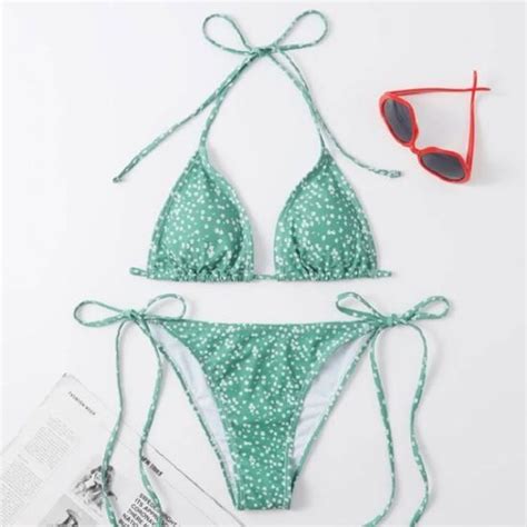 Ensemble De Bikini Maillot De Bain Sexy Lacets Pour Femmes Ensemble Deux Pi Ces Multicolore