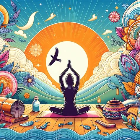 Premium Photo A Painting Of A Woman Doing Yoga In Front Of A Sun With