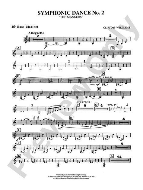 Symphonic Dance No 2 B Flat Bass Clarinet B Flat Bass Clarinet Part Digital Sheet Music