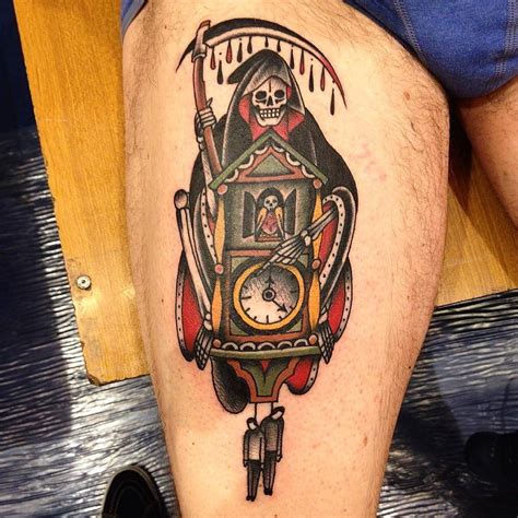 Grim Reaper With Clock Tattoo