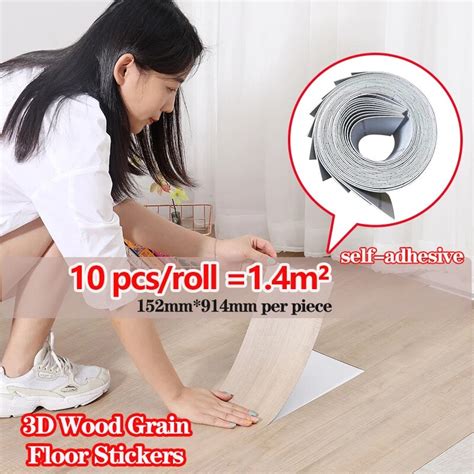 Pcs Floor Stickers Wood Grain Environmentally Friendly Pvc