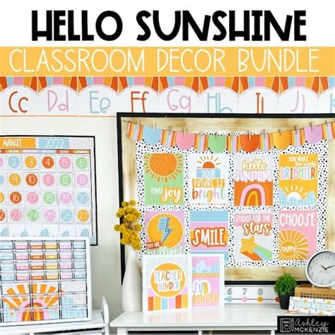 Sunshine Themed Classroom Decor Bundle Editable Calm Colors - Etsy Australia