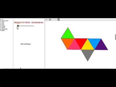 GeoGebra Dersleri Türkçe Düzgün 8 Yüzlü Oktahedron Mesut Topal