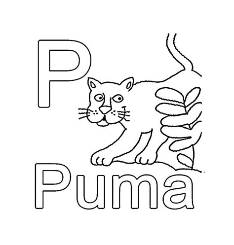 Buchstabe P steht für Puma Ausmalbilder Kostenlos herunterladen